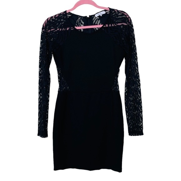 Parker Naomi Long Sleeve Lace Mini Dress in Black Size S - Picture 11 of 12